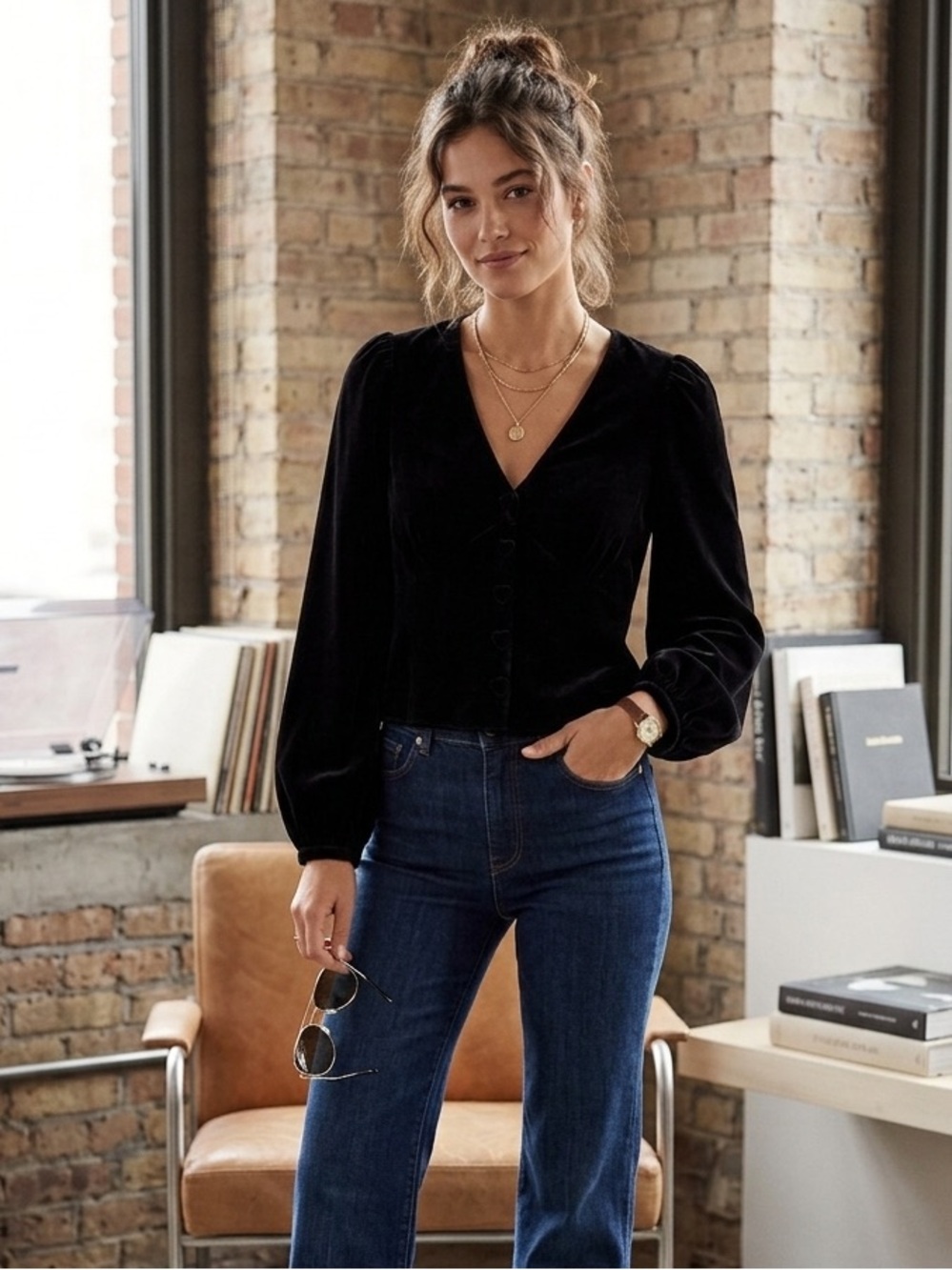 ✨ & Other Stories | Fitted Velvet Puff Sleeve Blouse ✨